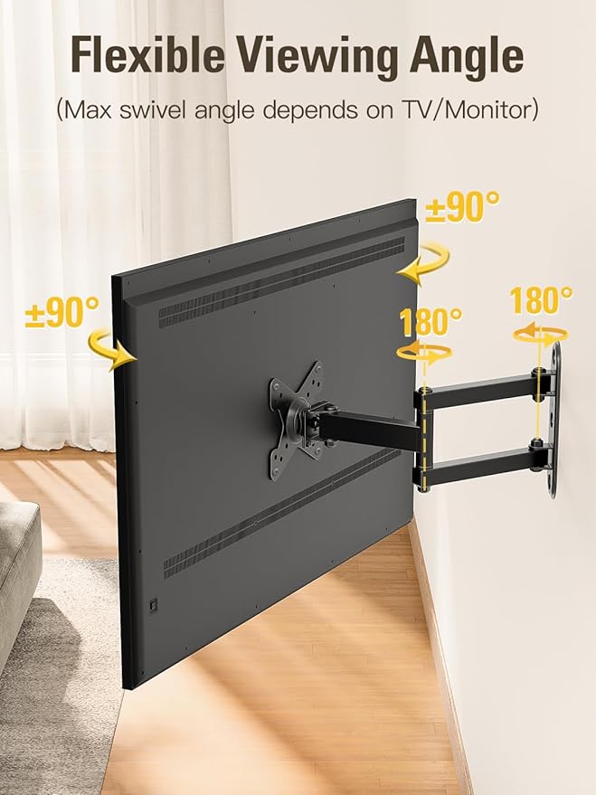 Mounting Dream UL Listed Full Motion Monitor Wall Mount TV Bracket for 10-26 Inch LED, LCD Flat Screen TVs and Monitors, TV Mount with Swivel Articulating Arm, Up to VESA 100x100mm and 33LBS MD2463