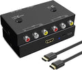 Azduou 2 AV to HDMI, 1080P/720P TV 2 Way RCA Composite CVBS AV Switch to HDMI Video Audio Converter Adapter Support 4:3/16:9 Switching, for Sega Xbox PS2 PS3 N64 NGC SNES WII VHS VCR Camera DVD
