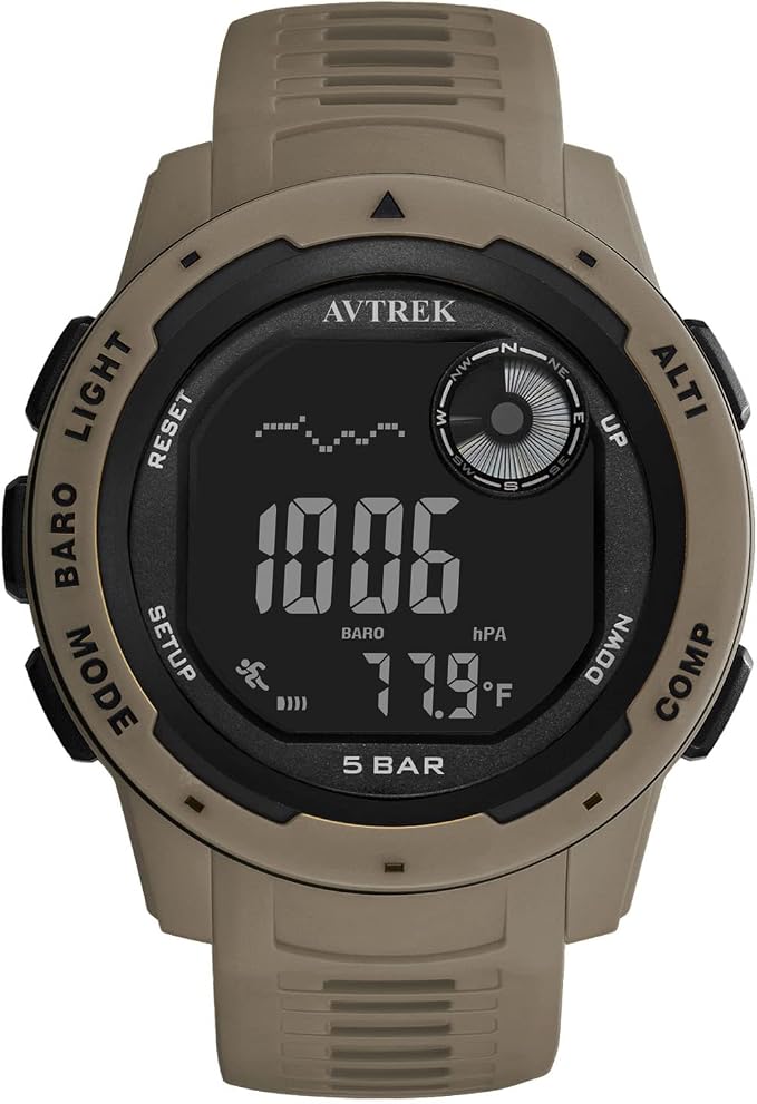 AVTREK Tactical Watch with Compass, 50M Waterproof Pedometer, Digital Altimeter by AVTREK