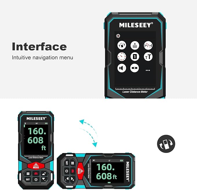 Laser Measure, MiLESEEY 330Ft Laser Distance Meter, Rechargeable Multifunctional Laser Measurement Tool with Pointfinder Camera,P2P Technology, Perfect for Outdoor Long-Range Measuring