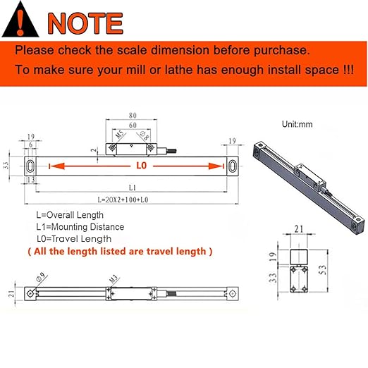 FASTTOBUY 3 Axis Digital Readout 5um Precision Linear Glass Scale 450mm+5500mm+400mm DRO Display for CNC Wire Cutting Milling Machine （18"+22"+16"）