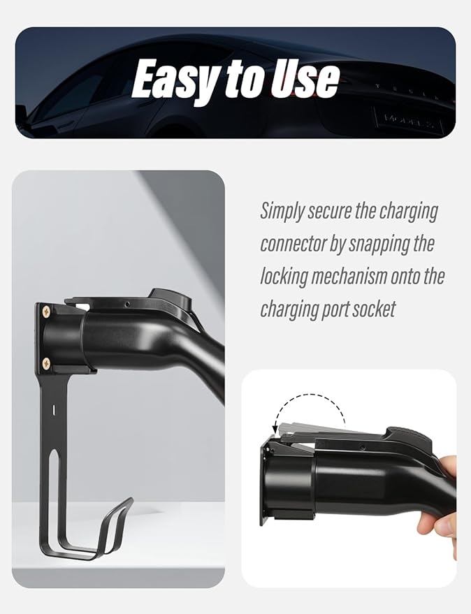 BMZX EV Charger Holder J1772, Wall Mount Kit for Electric Car Charger, SAE J1772 Cable Organizer, Nozzle Holster Dock & J-Hook for Charging Station
