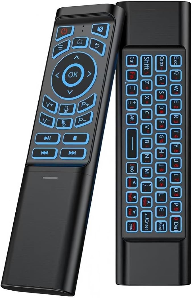 iPazzPort Mini Air Mouse Remote with Keyboard - 7-Color Backlit, Bluetooth & 2.4G Dual-Mode, Responsive Light-Press Buttons for Smart TV, Android Box, PC, Windows | AAA Battery Powered (NOT Included)