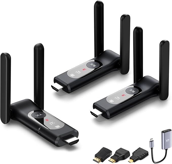 Wireless HDMI Transmitter and 2 Receiver,50M/165FT,LED Display,Up to 8 RXs,Plug and Play,Smart Thermal Control,2.4+5GHz,Wirelessly Video Stream from Netflix/Laptop/TV Box/Camera to Multiple Screen/TVs