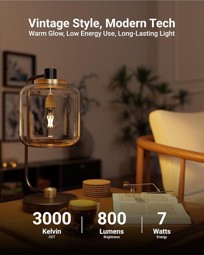 Sunco 24 Pack A15 Light Bulb LED, Edison Style Bulb, Dimmable Vintage Filament Lighting, 800 LM, 7W (60W Equivalent), 3000K Warm White, E26 Medium Base, Wet Rated UL.