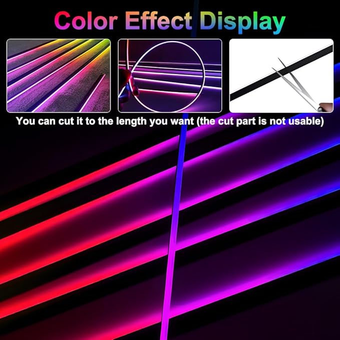 Acrylic Interior Car Ambient Lighting, Interior RGB LED Strip Kit with Music Sync Mode, 55 Inch Length Suitable for Pickup, Trucks, SUV and Large Vehicles (6 in 1)