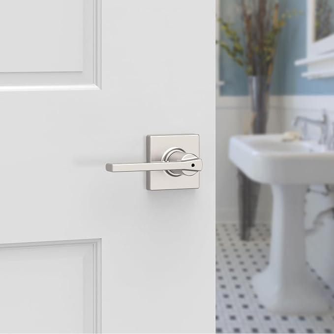 Kwikset Casey Door Handle, Satin Nickel | Interior Lever | Keyless Turn Lock | - Image 3
