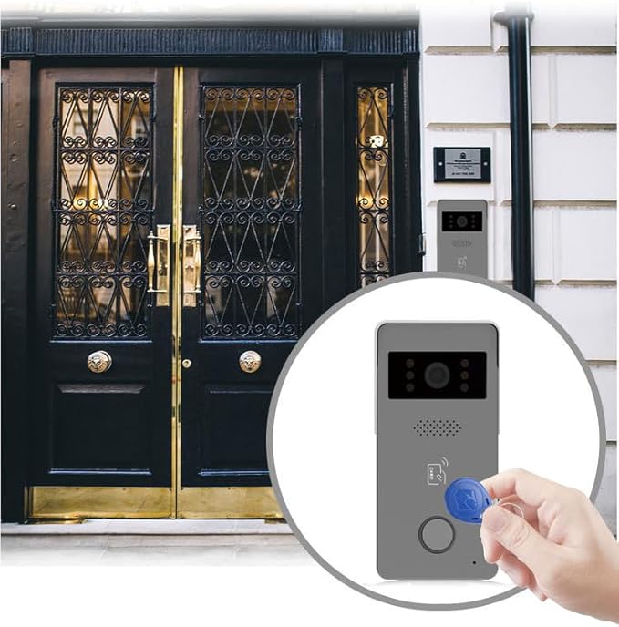 MENGQI-CONTROL Tuya Smart Office/Home Wireless WiFi Doorbell Camera Security Video Intercom for Access Control System Color Touch Screen Phone App Remote Open with Lock/Fobs/Power Supply Doorbell