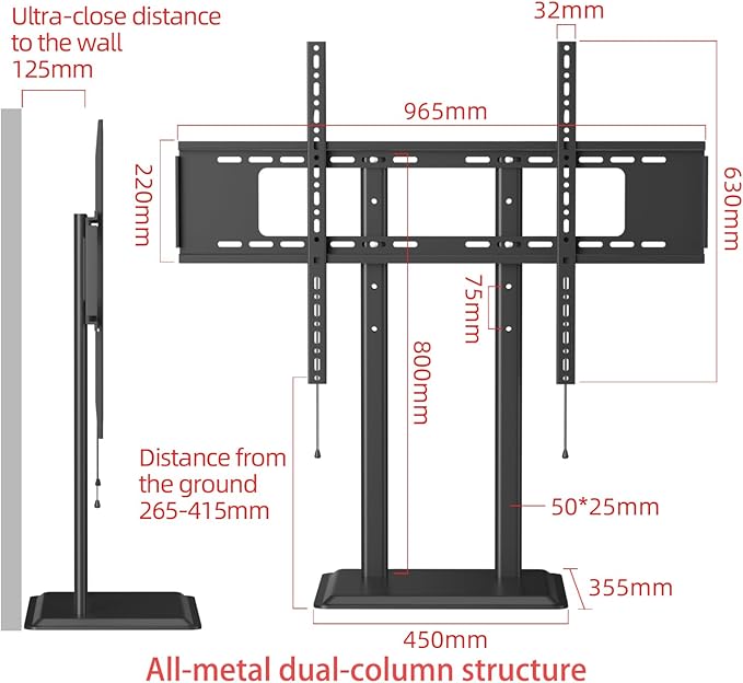 XinleTech Universal TV Stand with Metal Base,Table Top TV Stand for 75 77 85 86 inch TVs - Height Adjustable Stand, VESA 600x600mm, No-Drill Installation,Heavy-Duty,Holds 155lbs,XL-DZ945