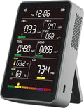 Professional Indoor Air Quality Monitor with AQI Alarms, Portable Real-Time Detector for Home Cars Plants and Pets (Cold Grey)