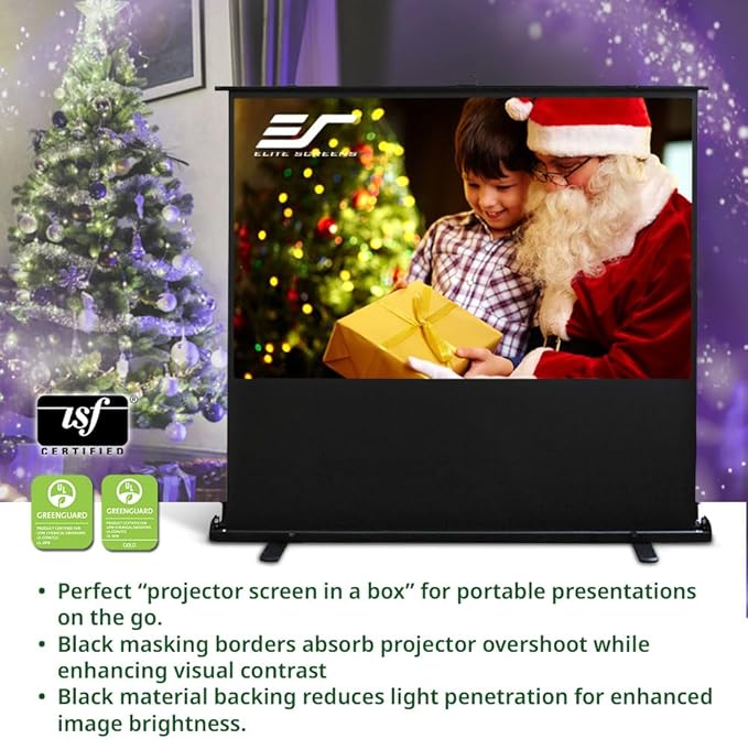 Elite Screens ezCinema 2 Projector Screen, 107-inch 16:9 Manual Floor Pull Up Scissor Backed, Portable Home Theater Office Front Projection + Carrying Bag, US Based Company 2-YEAR WARRANTY, F107XWH2