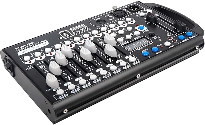 Battery Dmx Controller with Midi, Portable Dmx Controller for Moving Head Lights, Dmx 192 Controller Lighting Console, Dmx512 Controller with Built-in Battery