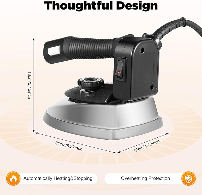 1200W Industrial Electric Steam Iron, Professional Steam Iron with 0.79gal Water Tank and Adjustable Temperature for Garment Factories Curtain Stores Dry Cleaners