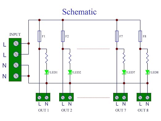 Screw Mount AC 24-250V 8 Channel Pluggable Top Wiring Terminal Block Power Distribution Fuse Module, HCDC HD065VP