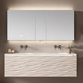 52IN Bathroom Vanity - Smart Defogging Mirror Cabinet | Waterproofing Technology & Wave Shaped Door Panel, Floating Bathroom Vanities with Large Storage Space (Mirror Cabinet)