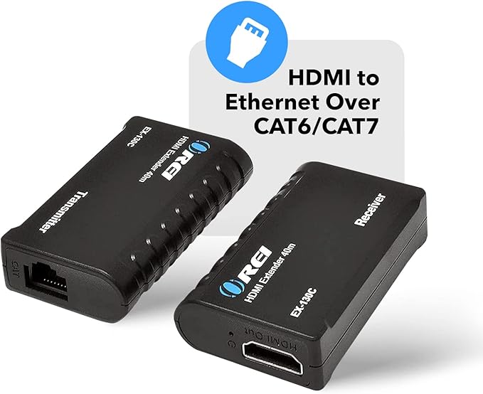 OREI 1080p HDMI Extender Over Ethernet up to 131 Feet - 1080@60Hz HDMI 1.4 HDCP 1.4, Over CAT6/7 Cable- Power Over Cable (EX-130C)