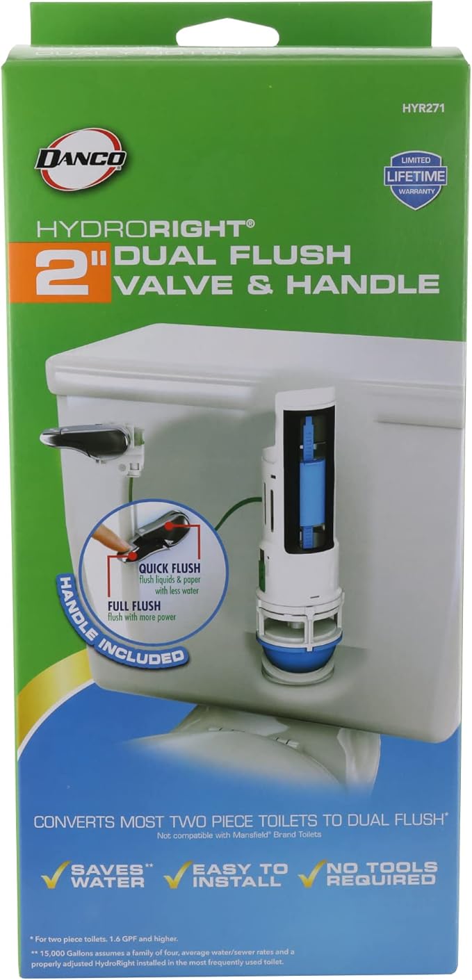 Danco HYR271T Hydroright Dual Flush Valve And Lever Handle, No Size, White