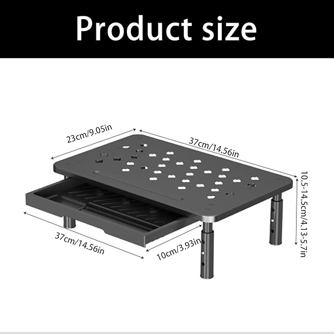 LUOOHL Adjustable Monitor Stand with Storage Shelf Ergonomic Designs for Home Office Workspaces Steel Construction Quick Assembly Desktop Organizers for Electronics