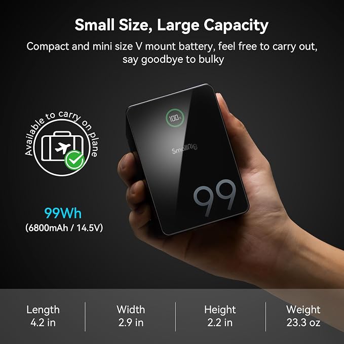 SMALLRIG V Mount Battery, 99Wh / 6800mAh V Mount Battery - Image 5
