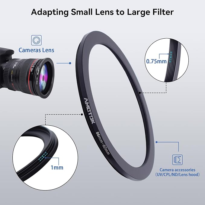 86mm Lens to 82mm Camera Lens Adapter, 86mm to 82mm Filter Step-Down Ring - Image 4