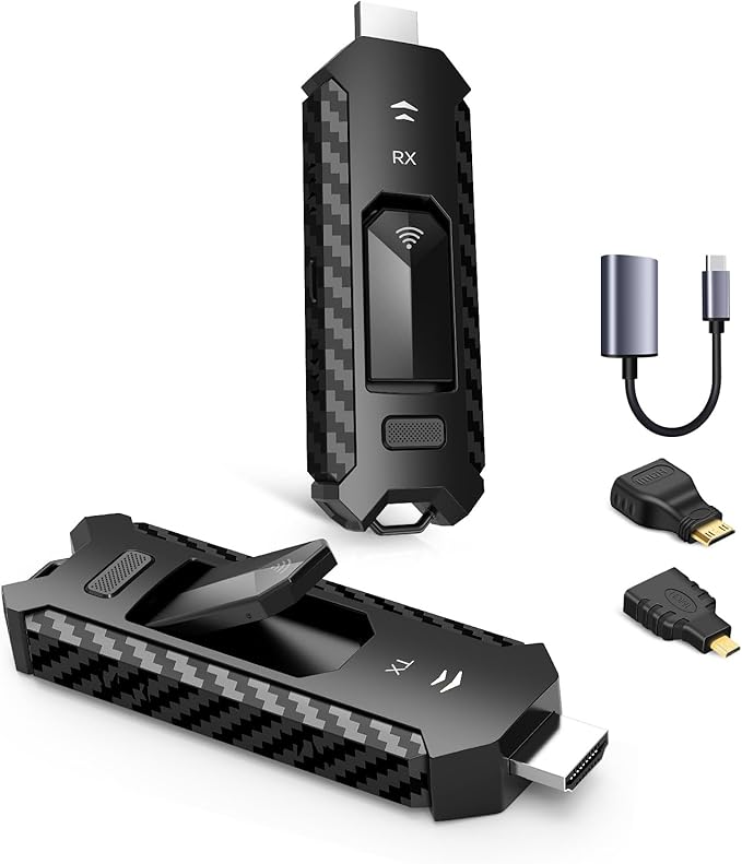 Wireless HDMI PRO- Transmitter and Receiver, Portable Multi-TVs Extender Kit, Plug and Play, Heat-Control, 5.8G/2.4G @60Hz 165FT/50M, Wirelessly Stream Video/PPT from Laptop to Multiple HDTVs/Monitors