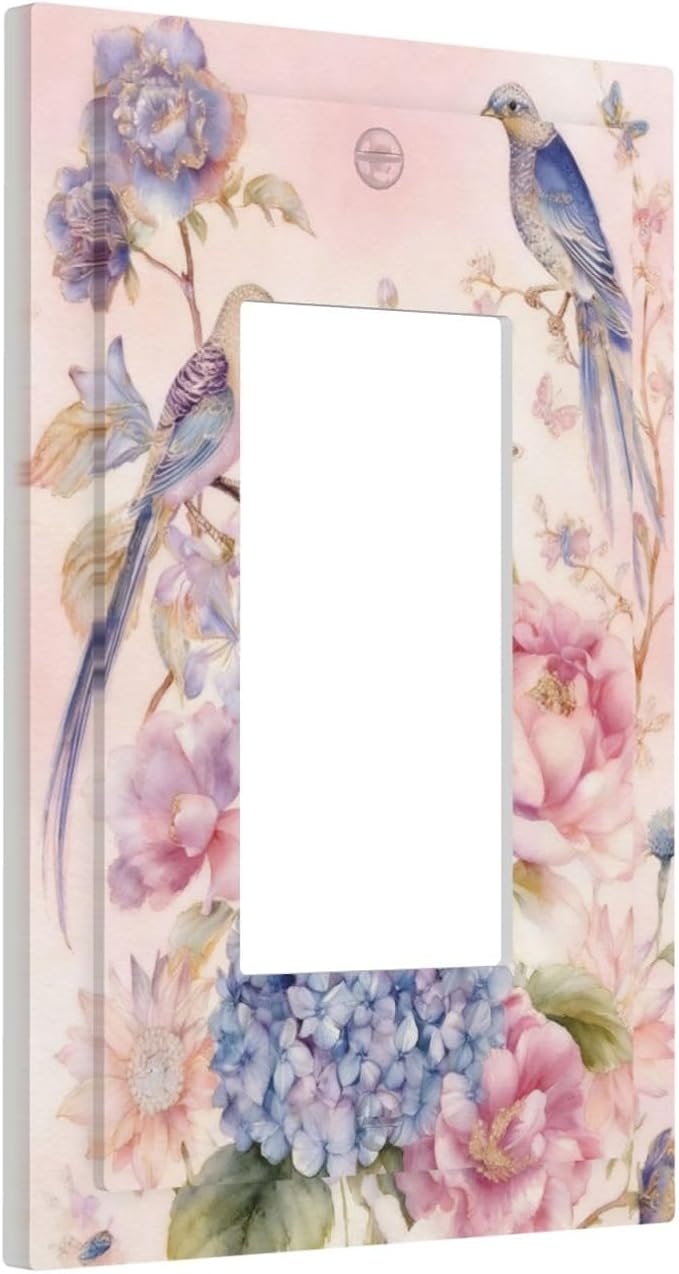 Bvtewkhz Floral Birds Morris 1 Gang Single Rocker Decorative Outlet Covers Light Switch Plate Electrical Receptacle Switchplate For Bathroom Kitchen Bedroom