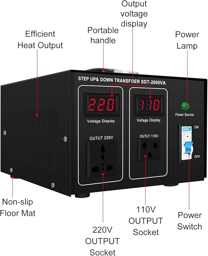 Step UP/Down Transformer 220v to 110v, 2000W 110 to 220 Voltage Converter 120v to 240V Heavy Duty Power Transformer