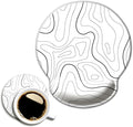 Ergonomic Mouse Pad with Wrist Support,Mouse Pad with Wrist Rest,Relieve Wrist Pain Mousepad Non-Slip Rubber Base,Mouse Pads for Desk,Computers,Laptop,Office,Home,Accessories White Topographic Line
