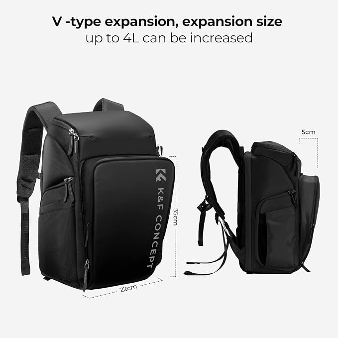 K&F CONCEPT Professional Camera Backpack, Large Photography Backpack Expandable - Image 6