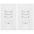 ENERLITES 4-Hour No Neutral Wire Countdown Timer Switch, 5-10-30-60 Min, 2-4 Hour, for Bathroom Fans, Heaters, Lights, LED Indicator, 120VAC 800W, UL Listed, HET06-J-W-2PCS, White, 2 Pack