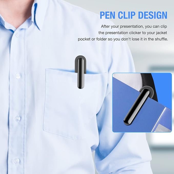 NinjajoyOX Presentation Clicker, Wireless Presenter Clicker with AAA Battery for PowerPoint Slide with Hyperlink & Volume Control, Presentation Remote for Mac/Computer/Laptop, Google Slide/PPT/Keynote
