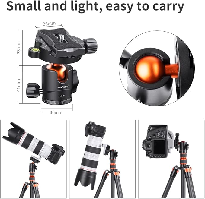 K&F Concept 25mm Metal Tripod Ball Head 360 Degree Rotating Panoramic - Image 3