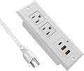 20W Recessed Power Strip USB C Fast Charge Desk Power Outlet Type C Flush Mounted Extension Power Plug for Conference Countertop Desktop Drawer Sofa ETL Listed (White)