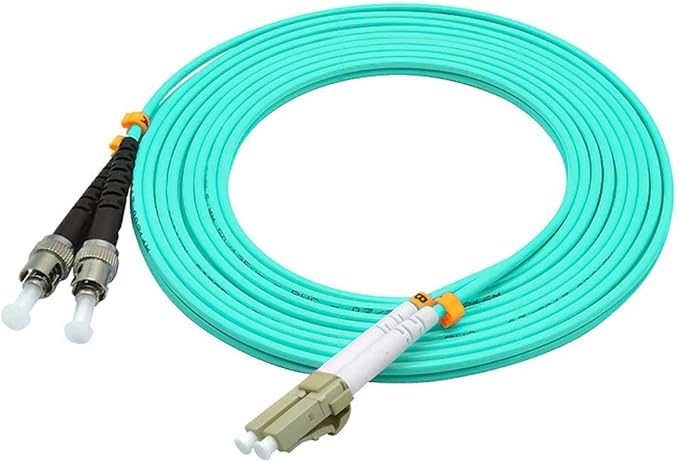 Jeirdus 10 Meters 33ft LC to ST Duplex 50/125 10G OM3 Multi-Mode Fiber Optic Cable Jumper Optical Patch Cord LC-ST