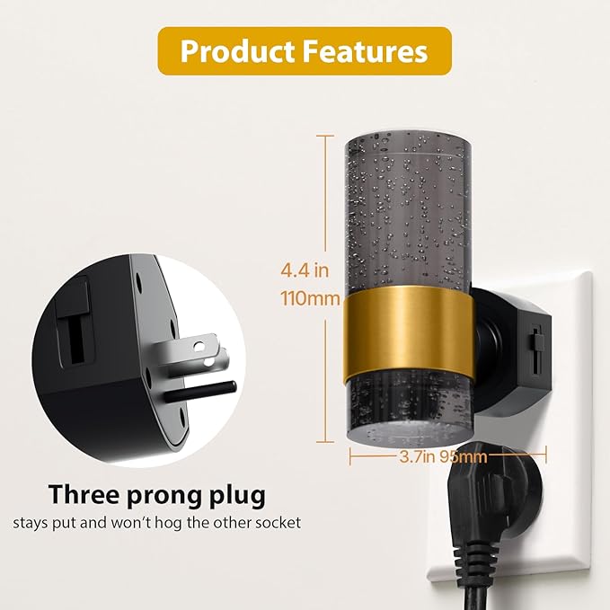 TOSZMOK LED Night Lights Plug into Wall, 2-Pack Bright Plug in Nightlights, Dimmable 0-100LM, Dusk-to-Dawn, Wall Sconce-Style, Auto-On/Off, Home Decor for Bedroom, Bathroom, Hallway, Kitchen, 3000K