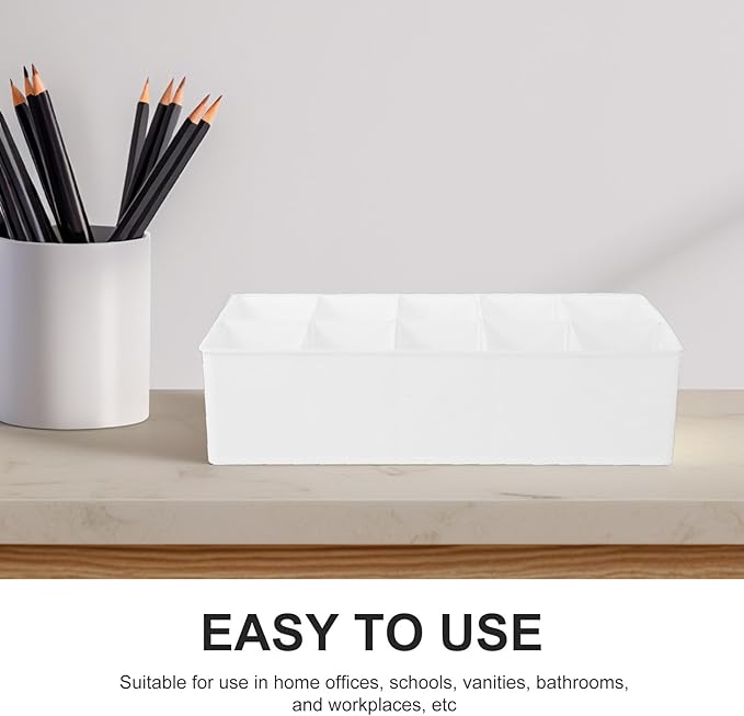 SHERCHPRY Plastic Cable Organizer Box with Compartments Multipurpose Desk Insert for Electronic Devices Chargers and Stationery Storage in Home Office and Workspace