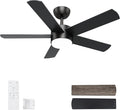 POCHFAN 42 inch Black Ceiling Fans with Lights and Remote Control, LED Ceiling Fan Dimmable 3 CCT 6-Speed, Noiseless Modern Ceiling Fan for Bedroom, Living Room, Dining Room, ETL Listed