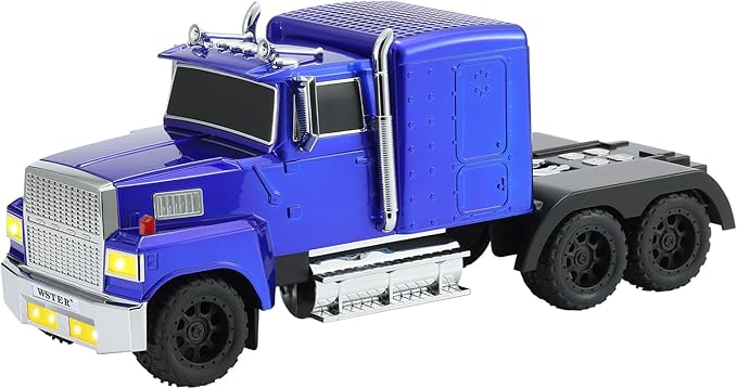 WSTER American Truck Bluetooth Speaker with HD Sound, TWS Pairing, LED Party Light, Operation Panel, Built-in Mic, Portable Car Model Speaker for Parties, Beach, Outdoor Activities (Blue)