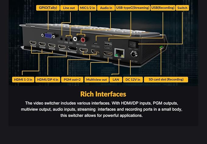 AVMATRIX HVS0401E Video Switcher Mixer 4 Channel SDI HDMI Inputs 2 Channel PGM Output for Live Streaming Recording