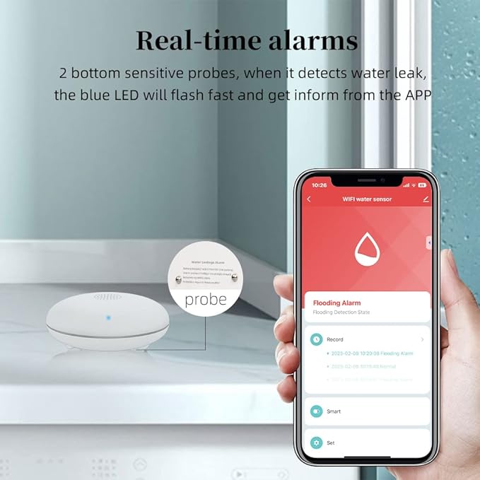Heiman Water Leak Detectors 3 Packs for Home, Wi-Fi Smart Water Sensor Alarm, 75 dB Water Flooding Alerts and App Remote Notifications, Leak and Drip Detectors for Basement, Kitchen, Laundry, Bathroom