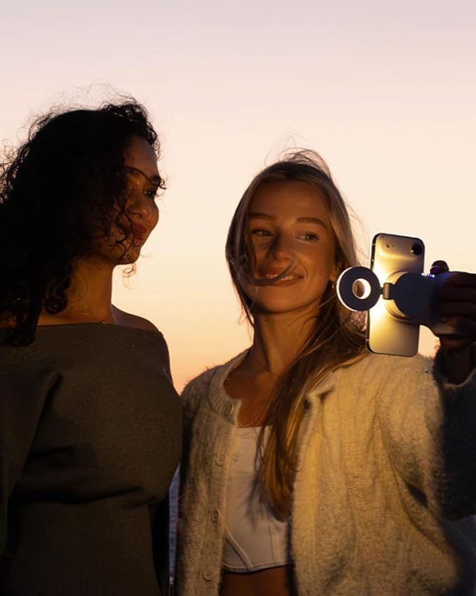 KraftGeek Magnetic Selfie Light for iPhone, Portable Phone Ring Light with Rechargeable Battery, Compact LED Phone Light for Travel, Video Recording, Vlogging
