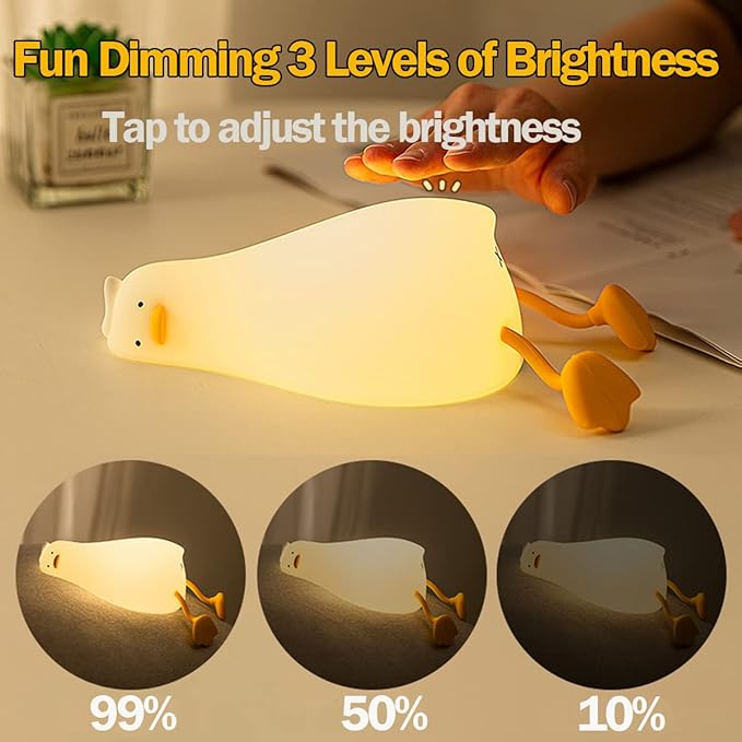LEDHOLYT Night Light for Kids ,Cute Silicone Nursery Duck Lamp for Baby and Toddler,Fun Animals NightLight for Boys and Girls,Squishy Night Lamp for Bedroom,Kawaii Bedside Lamp for Kids Room