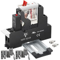 Electromagnetic Power Relay 24VAC 12 Amp SPDT with Test Button, Indicator Light Module and Socket Base [Applicable for DIN Rail System] (5 Pin- 12A, AC 24V)