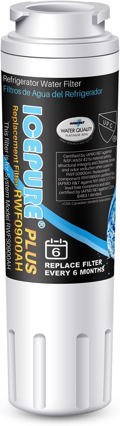 ICEPURE PLUS NSF/ANSI 53 Certified UKF8001 Refrigerator Water Filter, Compatible with Maytag UKF8001, UKF8001AXX, UKF8001P, Whirlpool 4396395, 469006, EDR4RXD1, EveryDrop Filter 4, Puriclean II, 1PACK