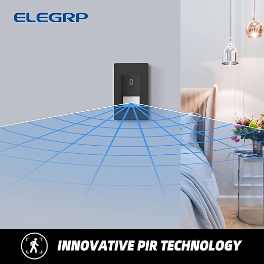 ELEGRP Matte Black Single Pole Occupancy Motion Sensor Light Switch, Need Neutral Wire, 120° Sensor Coverage PIR Infrared Motion Activated, for CFL/LED/MLV/INC/HAL/Fan, UL, 6 Pack