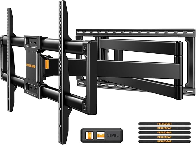 Perlegear Long Arm Full Motion TV Wall Mount for 42–97 Inch TVs up to 150 lbs, Pre-Assembled TV Mount with Full Swivel, Tilt and Extension, Fits 8″/12″/16″/24″ Wood Studs, Max VESA 800x400mm, PGXLF02