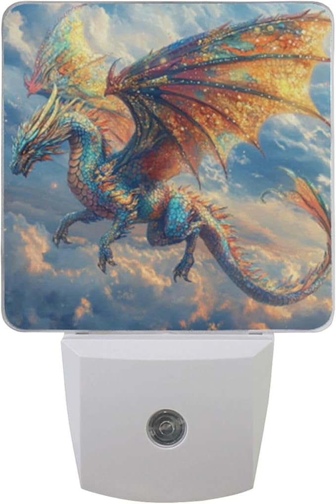 Pigsaly Led Night Light Psychedelic Colorful Dragon Night Light Plug in Wall Lamp Smart Dusk to Dawn Sensor Nightlight Led Lamp Energy Saving Lights Gift for Kids Room Bedroom Bathroom Hallway