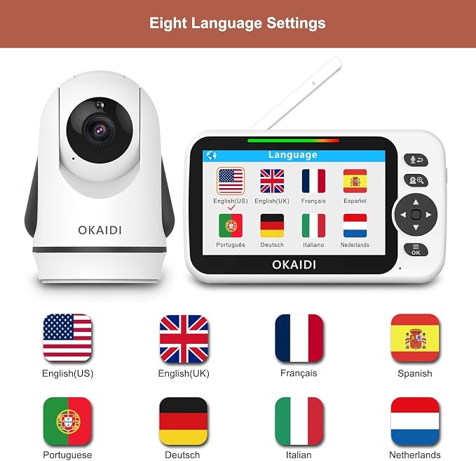 OKAIDI Video Baby Monitor with Camera and Audio, 30H Battery and 1000ft Range - Image 4