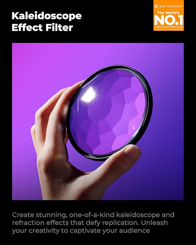 K&F CONCEPT 67mm Kaleidoscope Filter, Special Effects Filter Prism Crystal Glass - Image 2