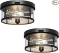 2Pack Outdoor Ceiling Light with Motion Sensor 9.3in - Porch Lights Outdoor, E26 Base, Flush Mount, 360° Detection, 3 Modes (Auto/Dusk to Dawn/Always-on), Farmhouse Ceiling Light for Porch, Entryway